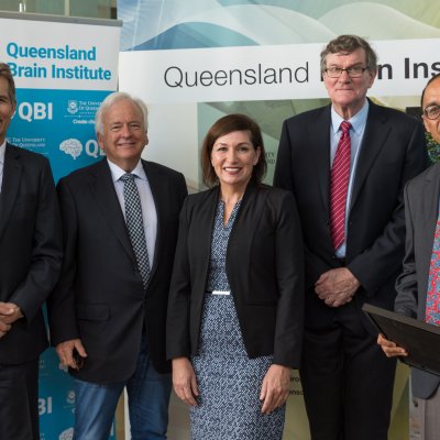 (L-R) UQ VC Peter Høj, Professor Perry Bartlett, The Honorable Leeanne Enoch MP, Emeritus Professor Andrew Boyd, Professor Pankaj Sah